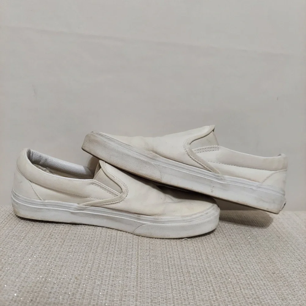 Vans Asher Canvas Triple White Slip-On Classic‎ Shoes Womens 8/Men 6.5